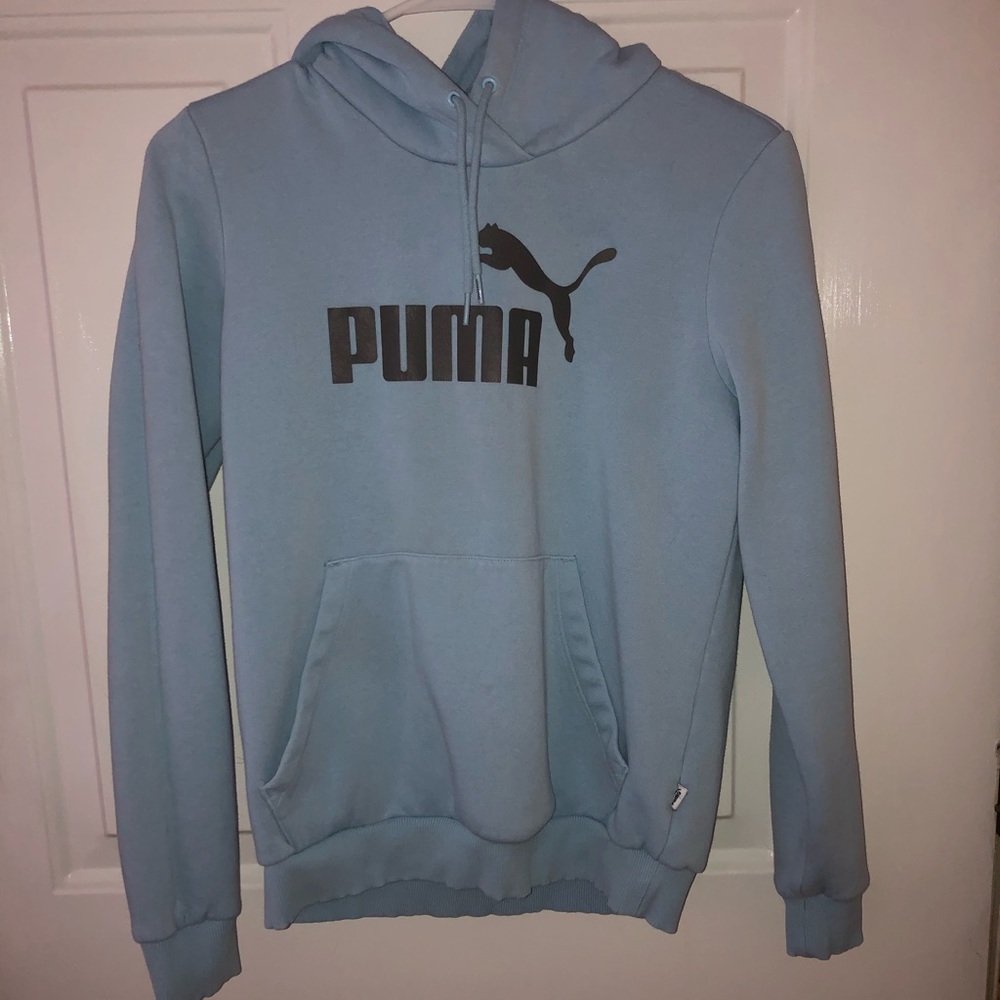 Light blue puma hoodie sweatshirt with hood